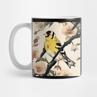 Vintage Goldfinch Bird Dad Bird Watching in Japanese Sakuras Mug